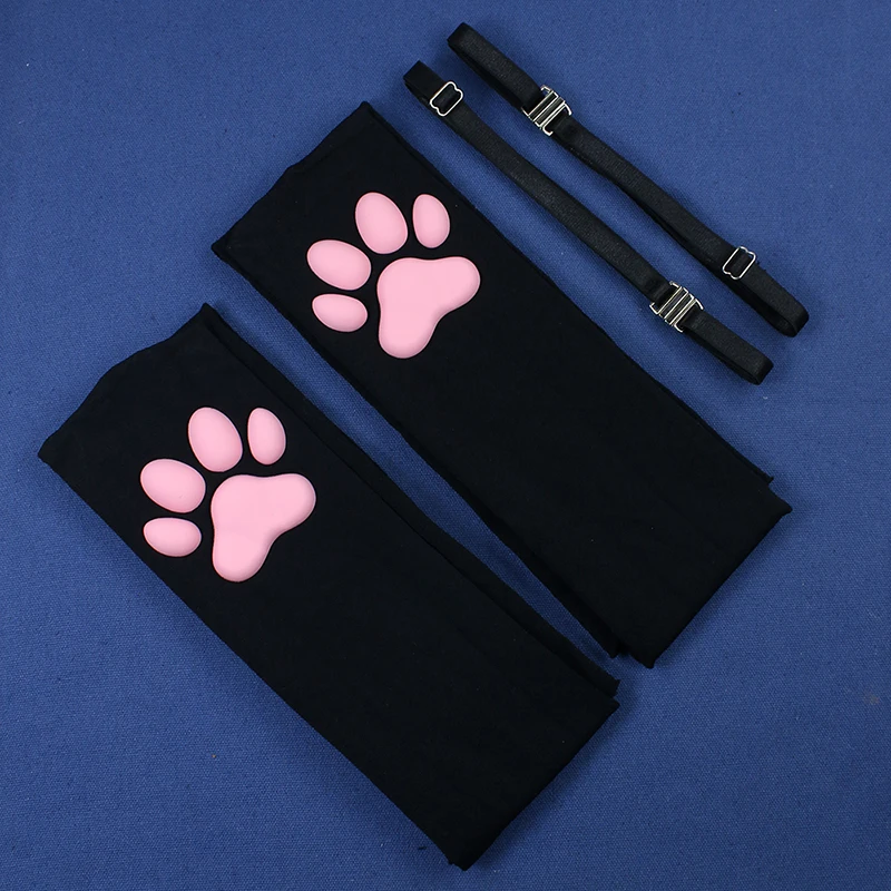 3D-Katzenklauensocken, süßes Mädchen, schwarze Seidenstrümpfe, Overknee-Socken, Silikon, Fleischmatte, Katzenklauensocken, superelastisch, 70–240 Pfund