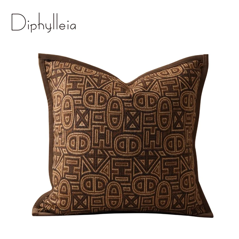 Diphylleia Mexico Vintage Exotic Decorative Cushion Covers Contemporary Square Design Pillow Case Luxury Wool Velvet Blended