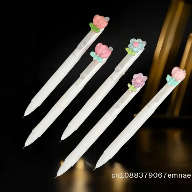 

5/10 шт. милых гелевых ручек с цветами тюльпанов, быстросохнущие шариковые ручки с черными чернилами 0,5 мм, канцелярские товары для офиса и школы