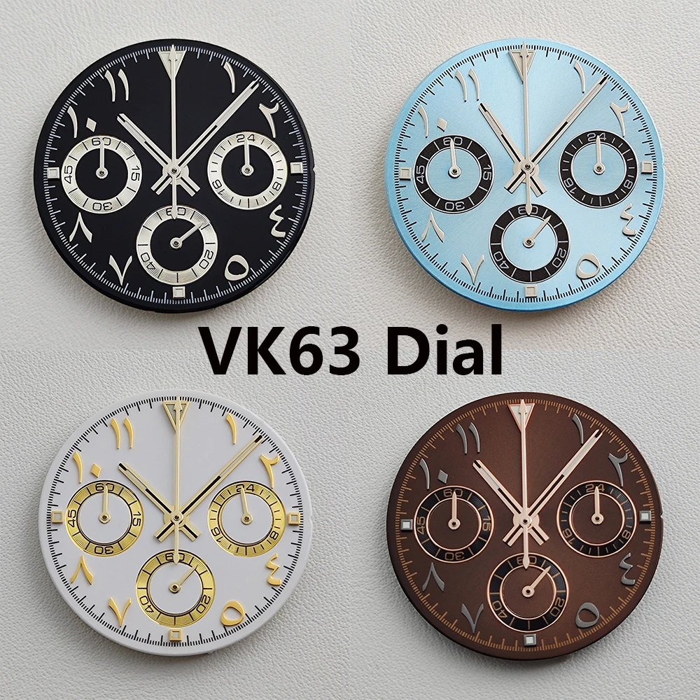 29mm VK63 Dial Arabic numeral dial Watch Dial Quartz watch Black white dial band suitable for VK63 movement modified watch parts