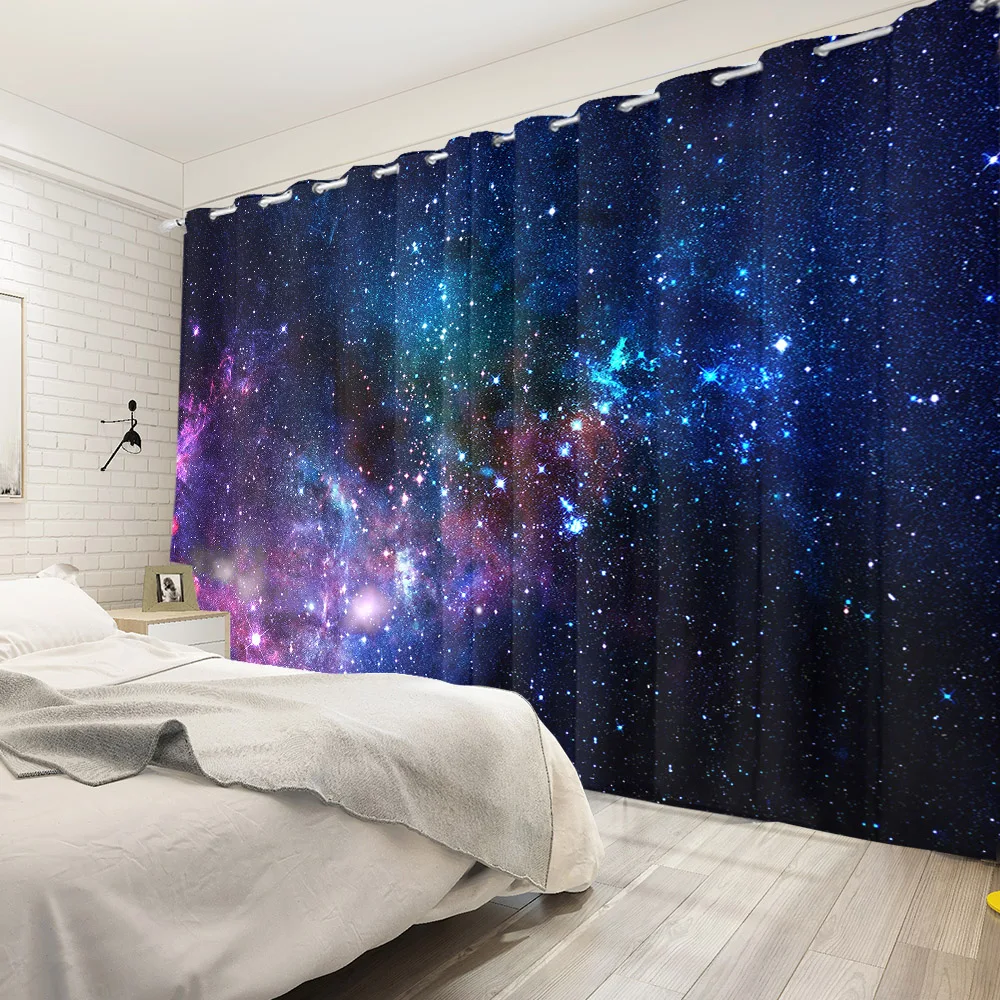 Cosmic Galaxy Planets Window Curtain Night Sky Stars Children Bedroom Curtain Room Decoration Darkening Thermal Insulated Drapes