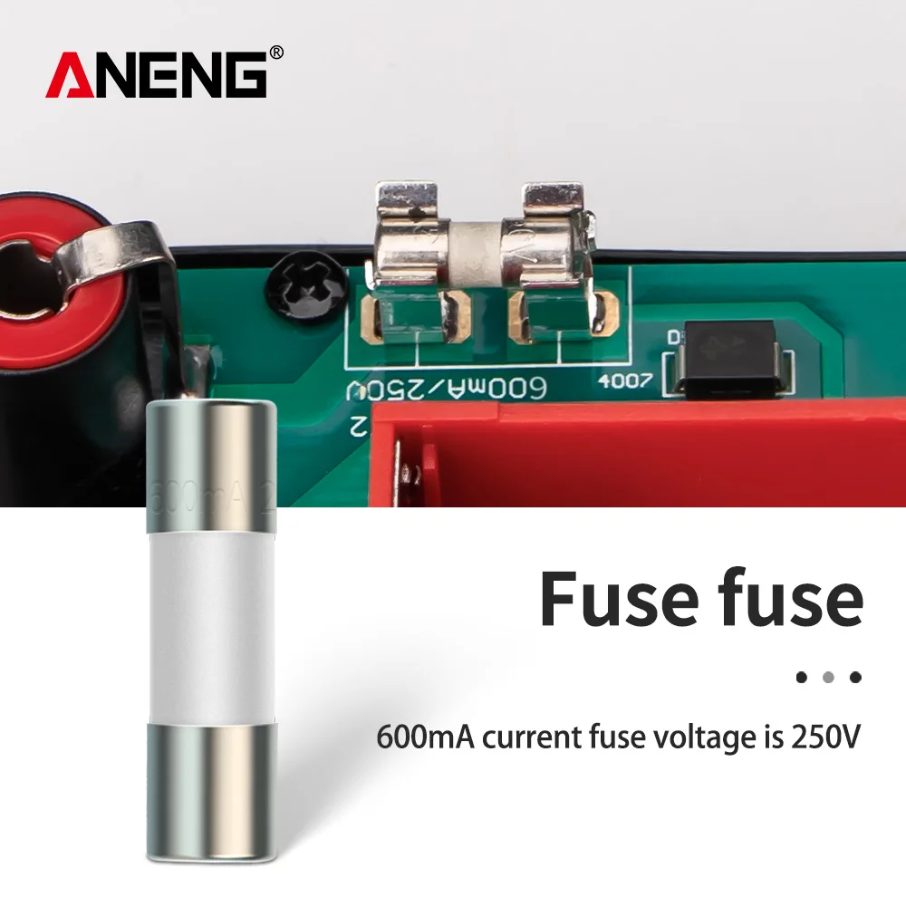 ANENG Ceramic Fuse 600mA 10A 5Pcs each Ceramic Tube Fuse For Multimeter Instrument Ceramic British Plug Fuse