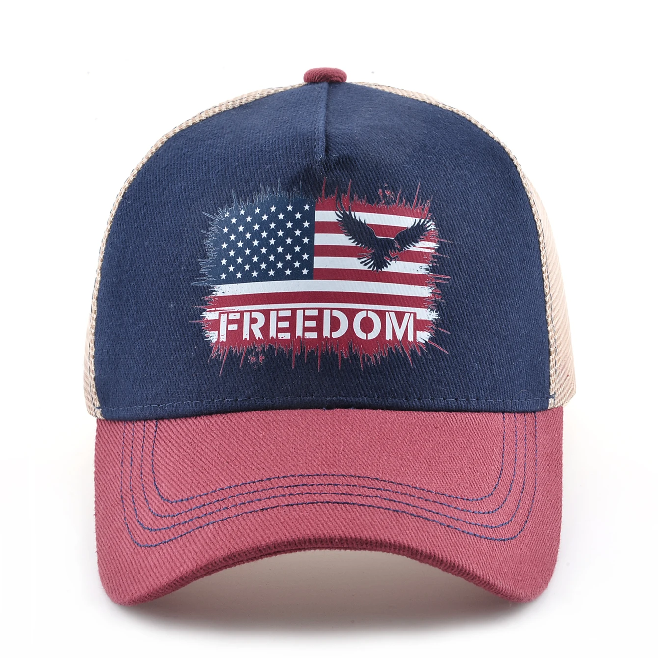 Unisex Baseball Cap Summer Breathable Mesh Trucker Cap Men Women Printing Freedom Map Snapback Hip Hop Caps Adjustable Visor Cap