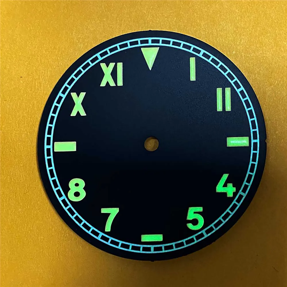 NH35 Dial 35mm Green Luminous Watch Dial for NH35/NH36/4R/7S Movement Modified Dials Watches Accessories