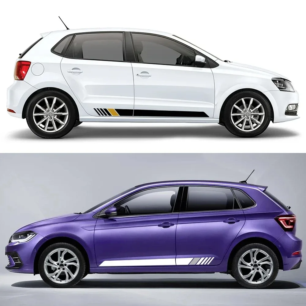 2PCS Racing Style Car Side Stickers Auto Tuning Modification PVC Decals For VW Volkswagen Polo 6R 6C 9N 9N2 9J Car Accessories view 4