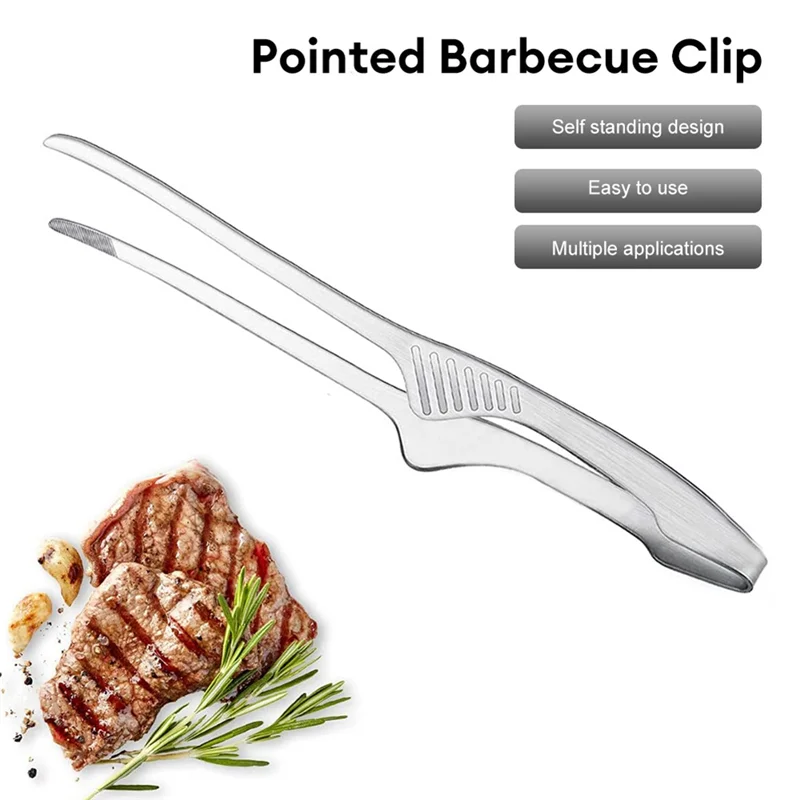 ABWR-BBQ شواء ملقط سلطة كعكة الحلوى تخدم ملقط طعام الفولاذ المقاوم للصدأ الشواء كليب المشبك الخبز الغذاء المطبخ أداة Durab