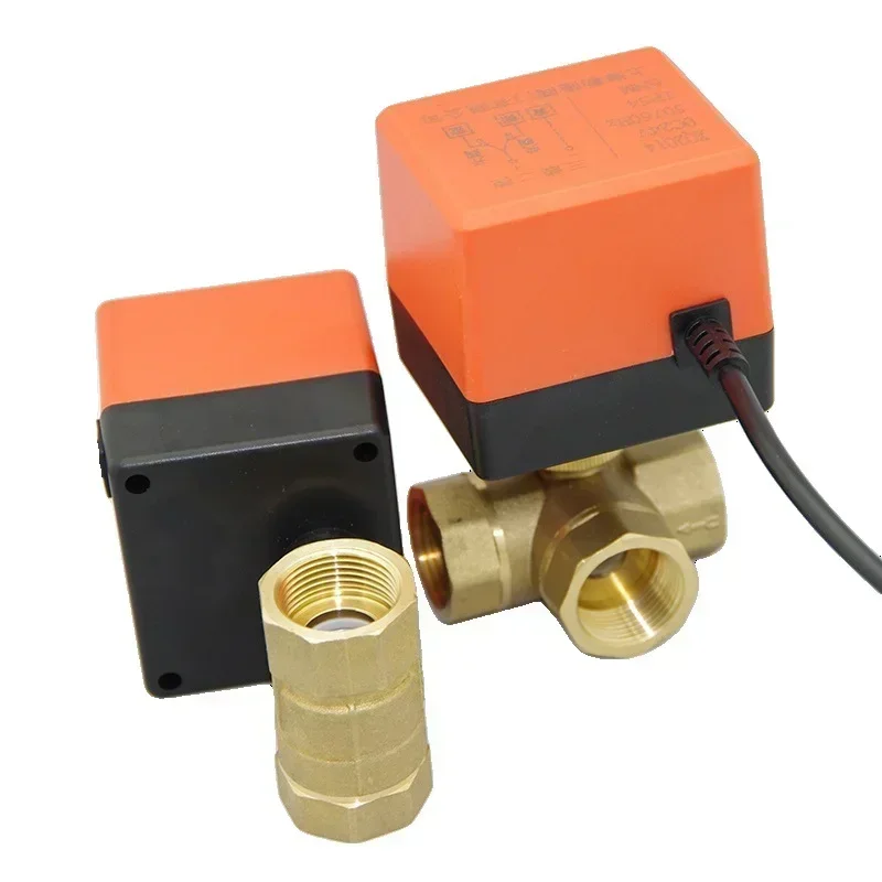 220V DC 12V 24V Brass Electric Thread Ball Valve 2-way 3-wire Solenoid Water Valve with Actuator DN15/20/25/32/40/50