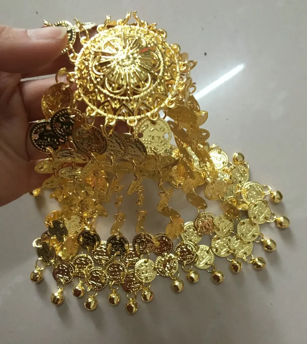 ผู้หญิงหญิงสาว Belly Dance Tribal Tiara Headwear คำว่าหัวหมวกหมวกตกแต่งเหรียญ HeadPiece