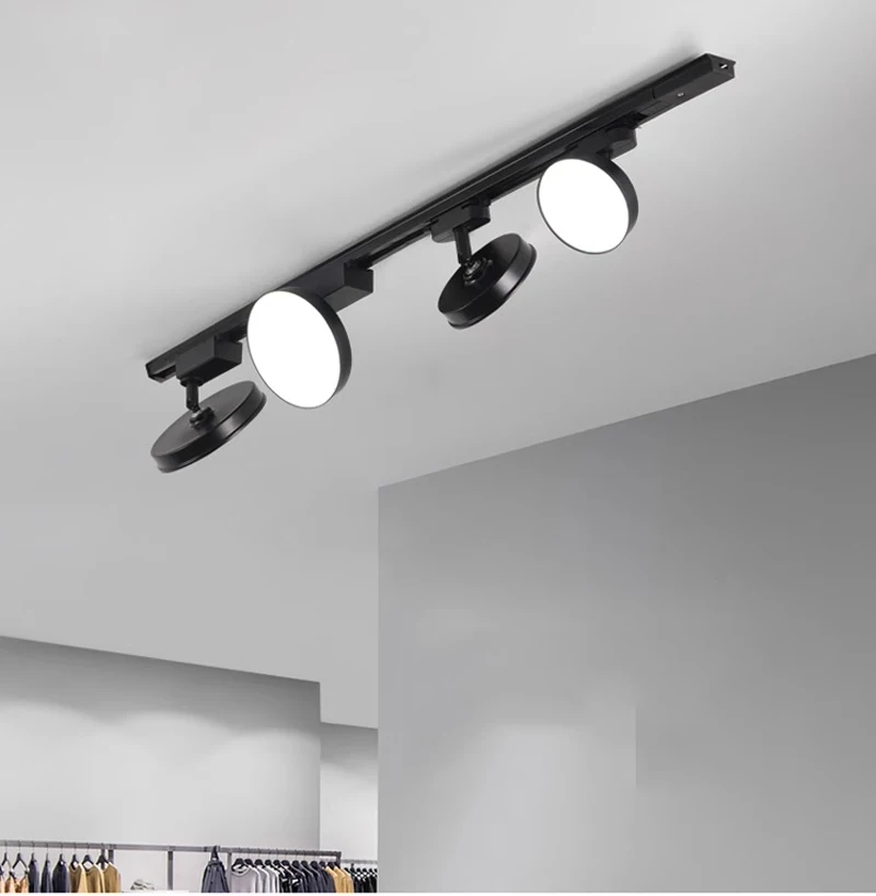 Luzes de pista led holofotes 12/18/24/36w trilhos lâmpada de parede luminária loja de roupas casa sala estar 220v