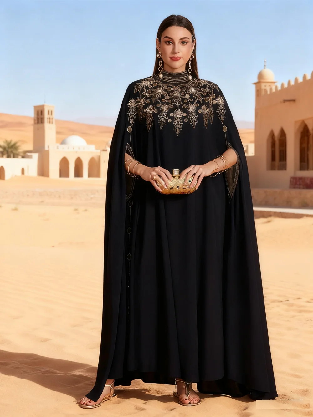 

Дубай Мусульманское женское платье с вышивкой «летучая мышь» Абая Турция Кафтан Ид Джеллаба Плащ Джалабия Кафтан Мусulmane Femme Robe Vestidos