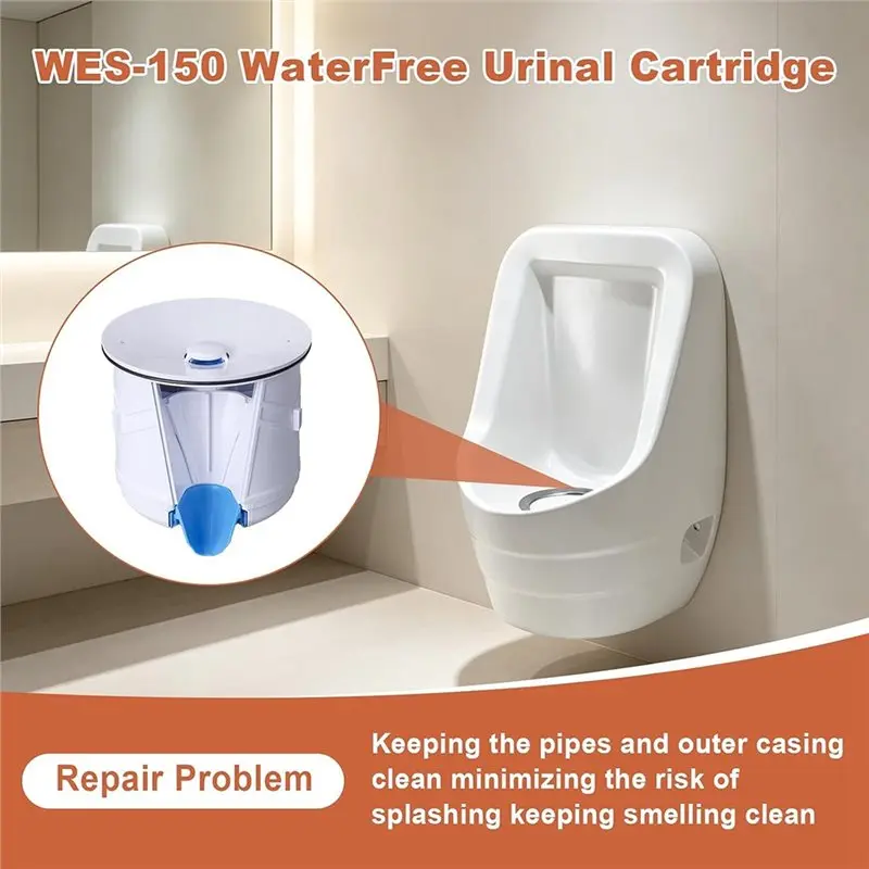 Wrench Key Included WES-150 Waterfree Urinal Cartridge For All Sloan Waterless Urinals, For Falcon FWFC, Gloves