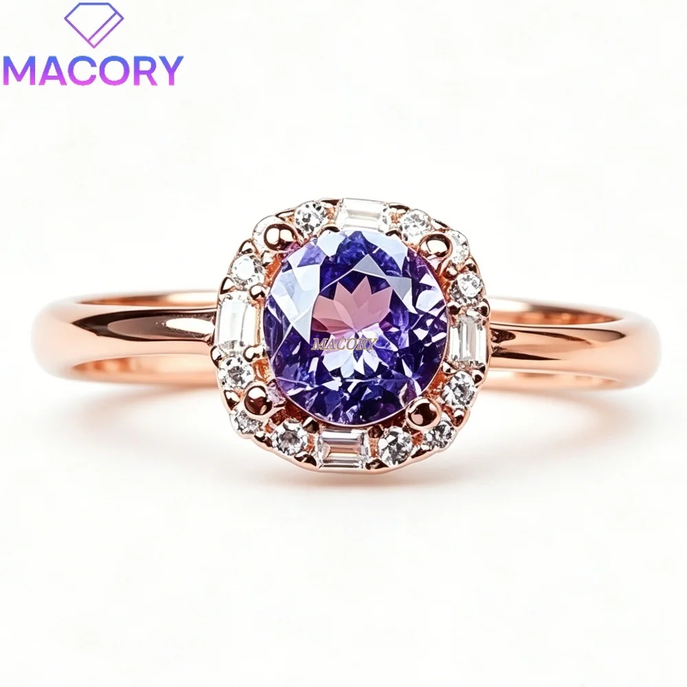 S925 sterling silver natural tanzanite ring exquisite and simple low-key design adorns the finger versatile for daily wear