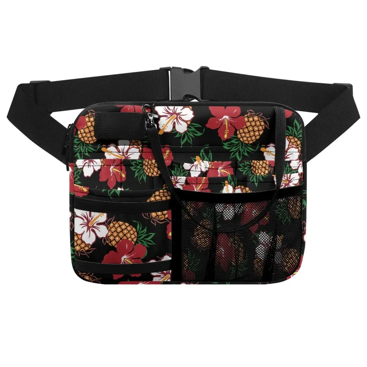 Hibiscus Ananas Tropische Stijl Nurse Organizer Riem Heuptasje Voor Schaar Verzorgingskit Gereedschap Opberg Bum Tas Heup Tas Nieuw