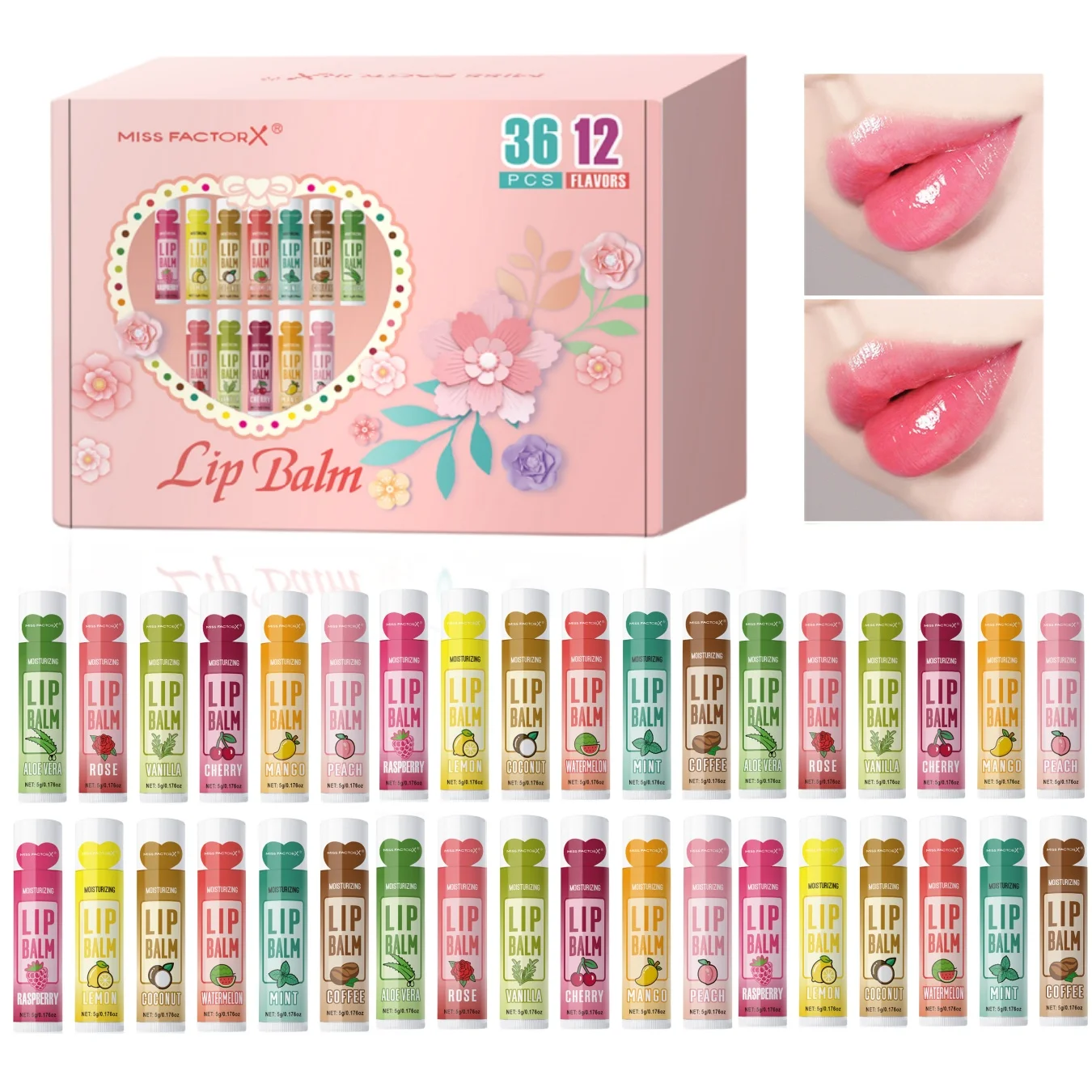 36PCS Moisturizing Lip Balm set 5g deep moisturizing and brightening lips Party gift for friends