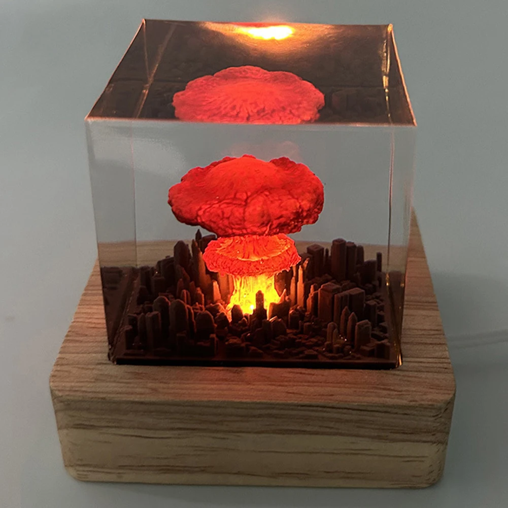 Nuclear Explosion 3D Night Light Resin Nuclear Bomb Explosion Night Lamp USB Charging for Home Living Room Decor