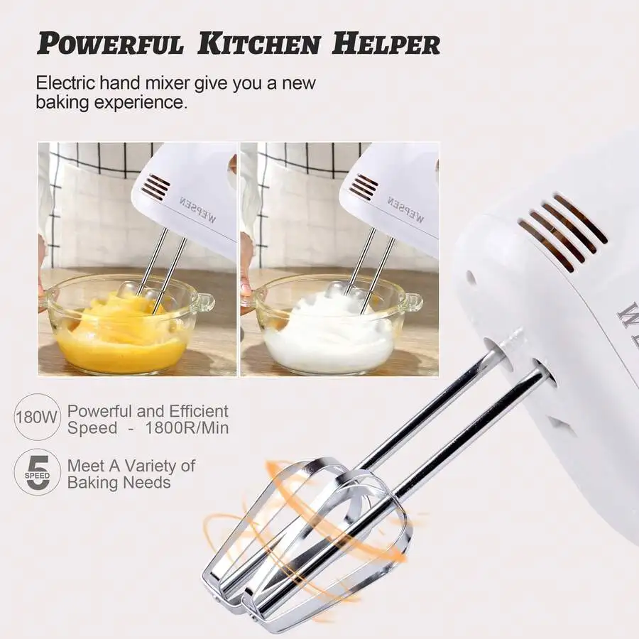 5-Speed Electric Hand Mixer & Nesting Stainless Steel Mixing Bowls Set. Includes Measuring Cups, Spoons & Whisk. First Apartment