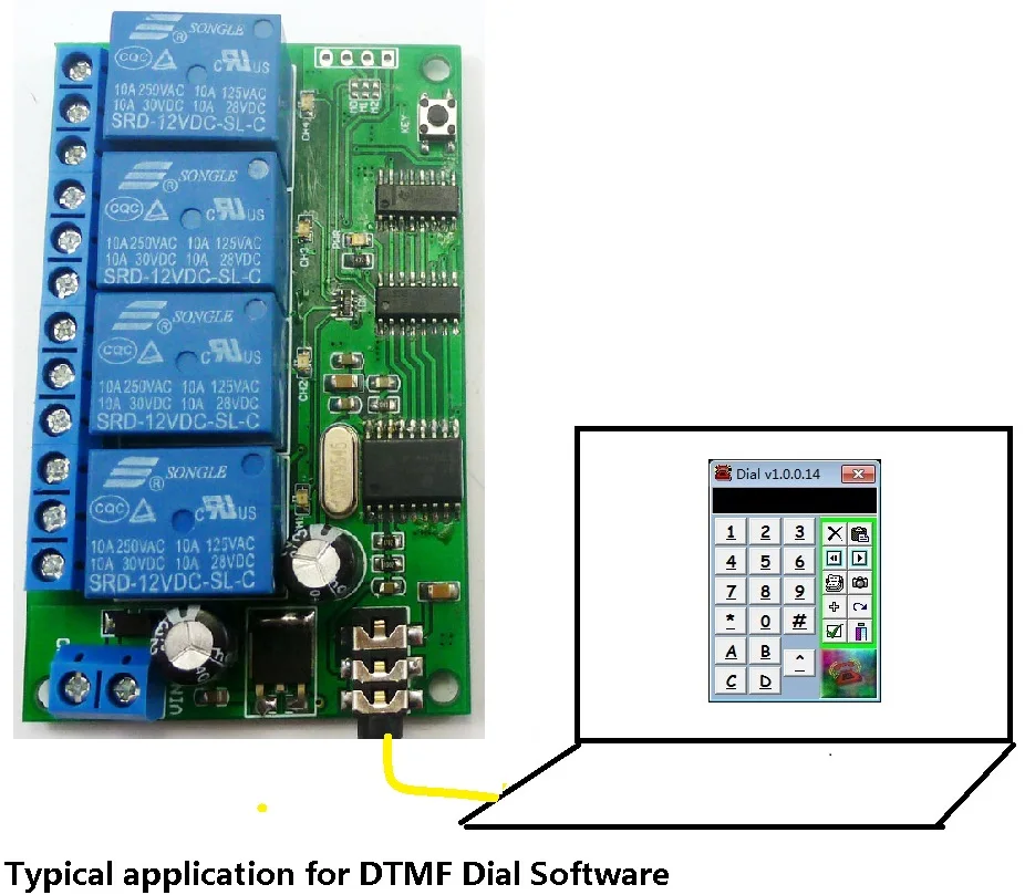 

Decoder Relay DTMF for LED Motors DC 12V Switch 4ch with Voice Activation