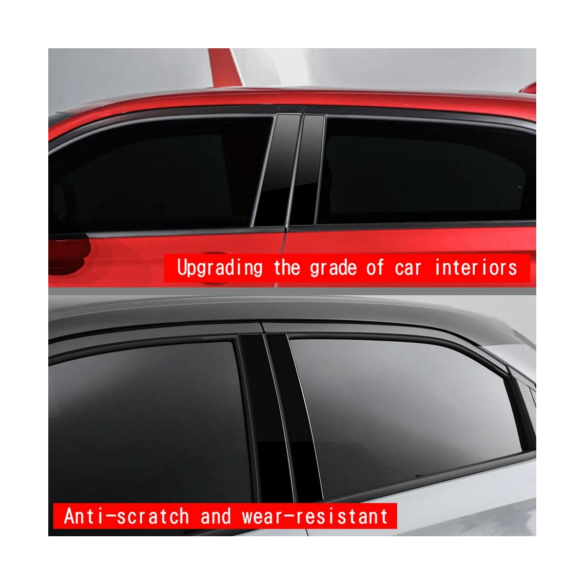 Car Window Door Column B Pillars Post Cover Trim for 2022 2023 Mirror Effect Sticker Bright Black