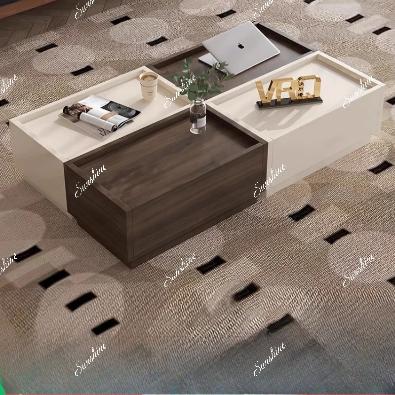 Modern simple light luxury living room sofa side cabinet splicing building block tea table