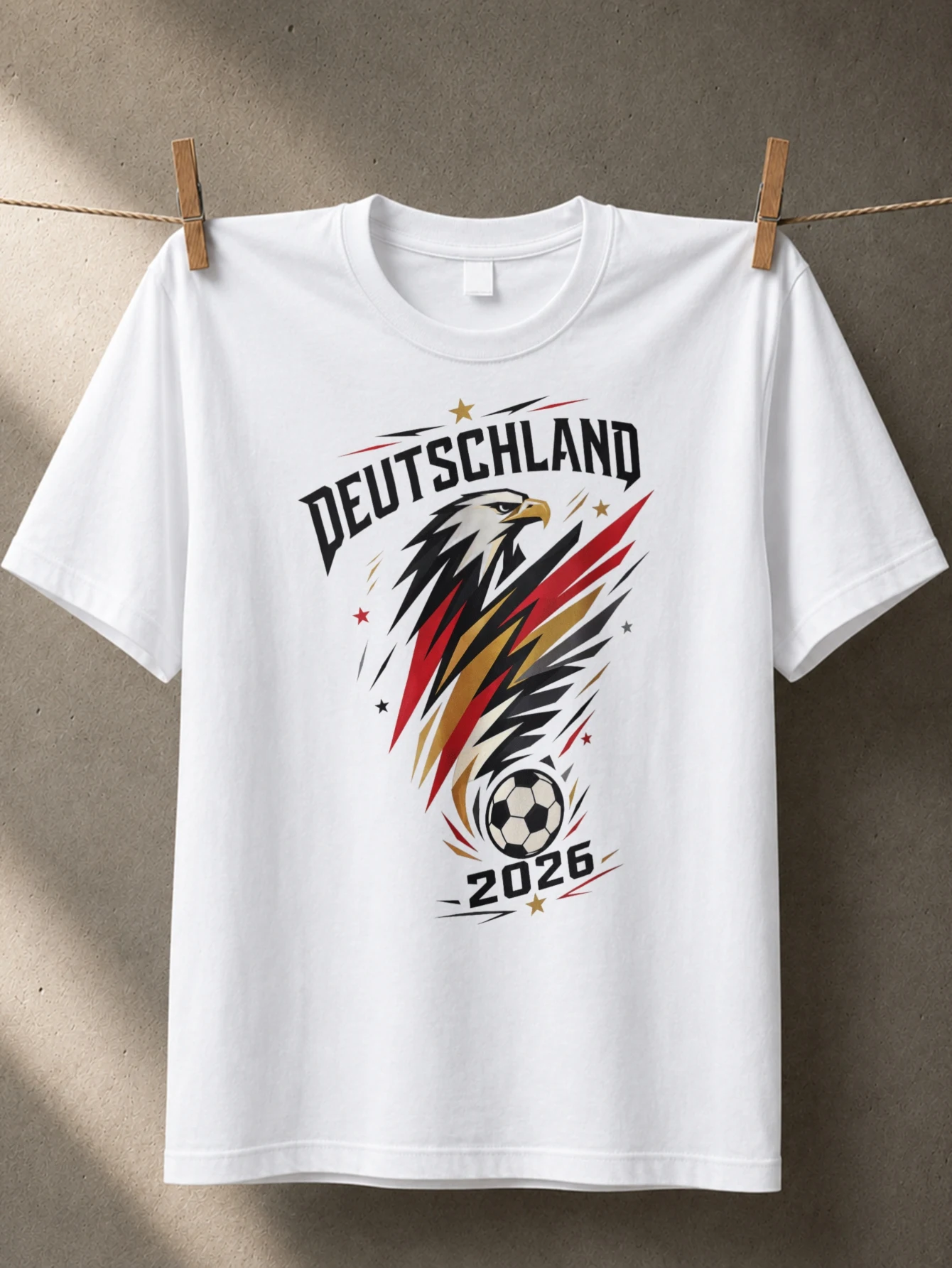 Deutschland 2026 Eagle Soccer sharp red  gold streaks football ball stars patriotic tournat graphic  Unisex All T-Shirt