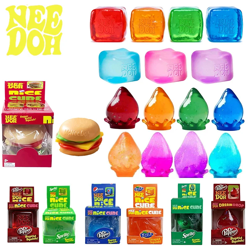 Juguete Sensorial Antiestrés Transparente Needoh Hamburger Cola Fanta Nice Cube & Dream Drop Maltose Toy ADHD Squishy para Aliviar la Ansiedad y el Estrés