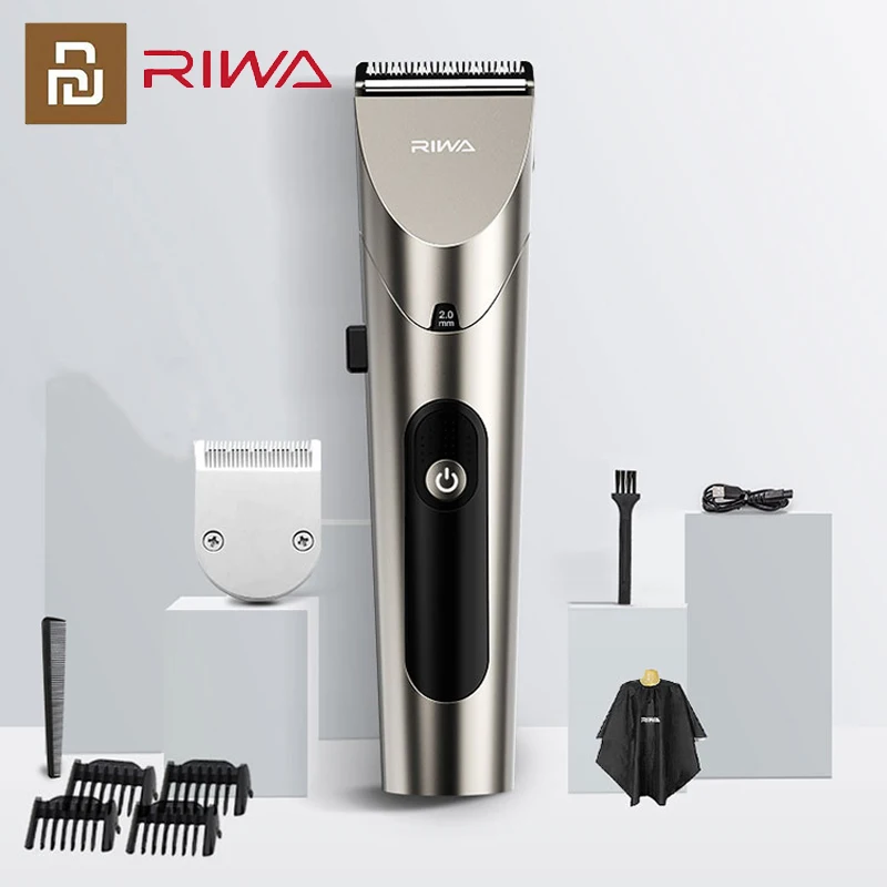 Youpin RIWA Professional Electric Hair Clipper For Men With LED Screen Washable Rechargeable Trimmer Men Strong Power Steel Head