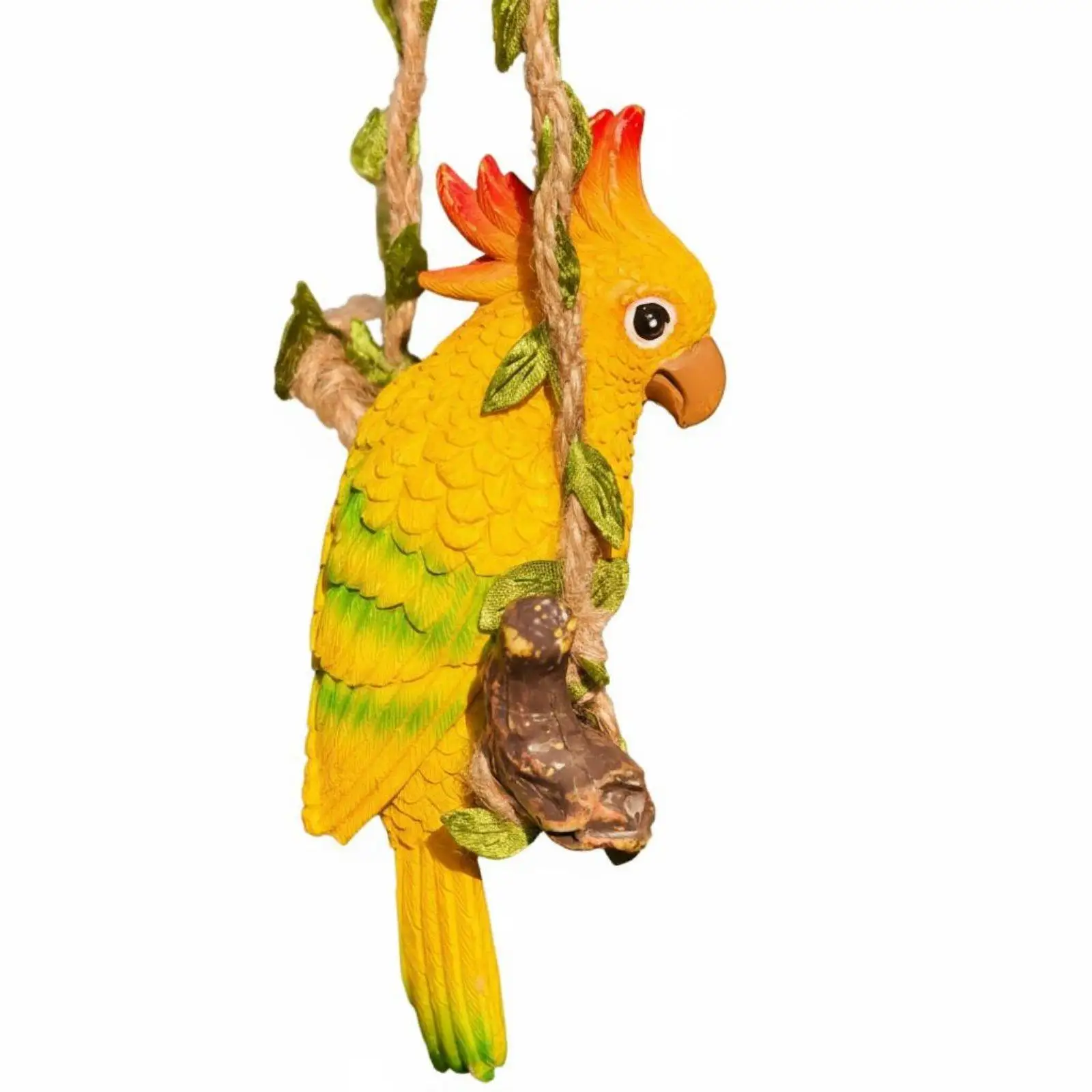 Artistic Resin Parrot Hanging Figurine Handcrafted Bird Decor for Garden Balcony Nature Lovers Gift