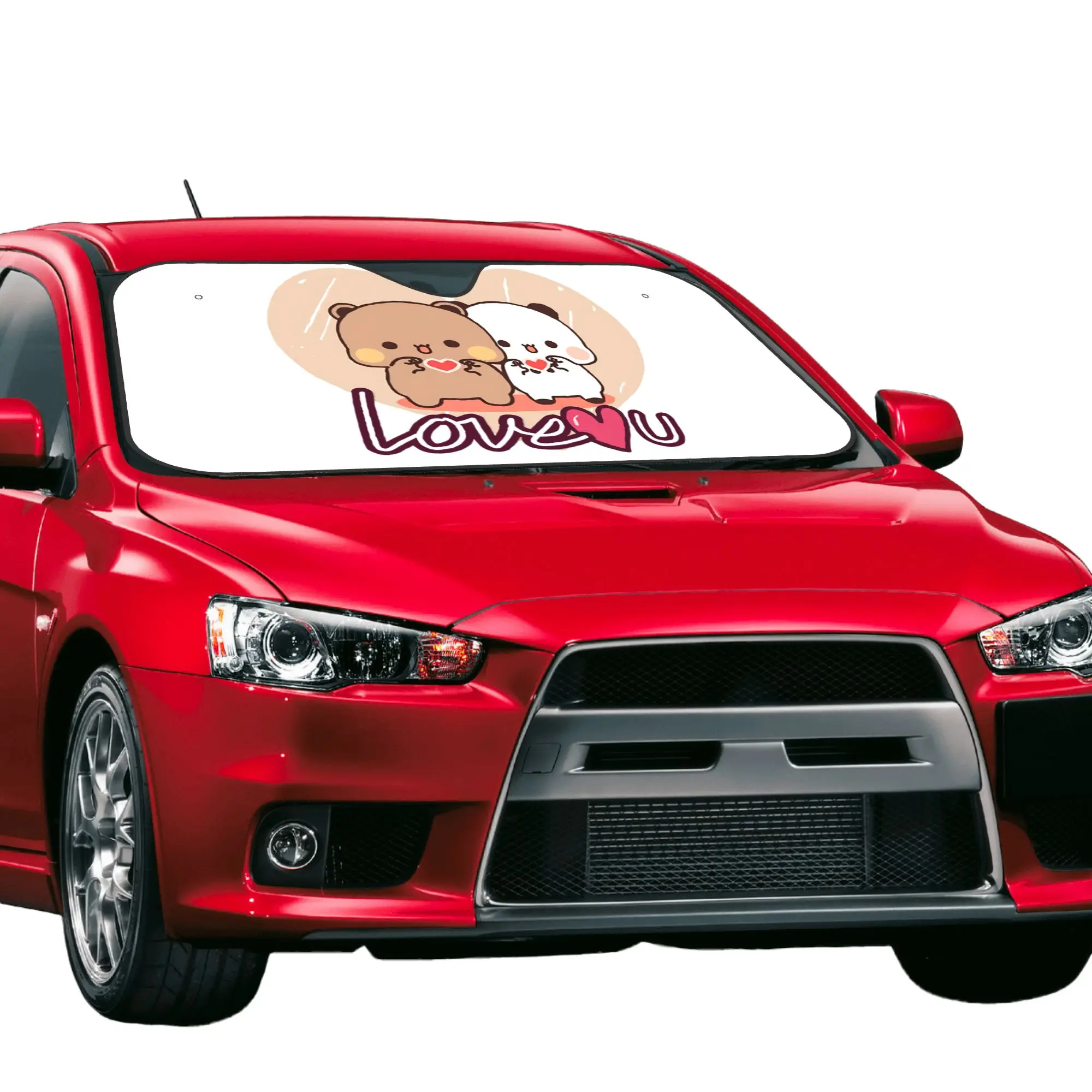 Panda Brownie Car Front Windshield Sun Visor UV Protection Car Sun Shade True Love BuBu DuDu Couple Aluminum Foil Car Sunshade
