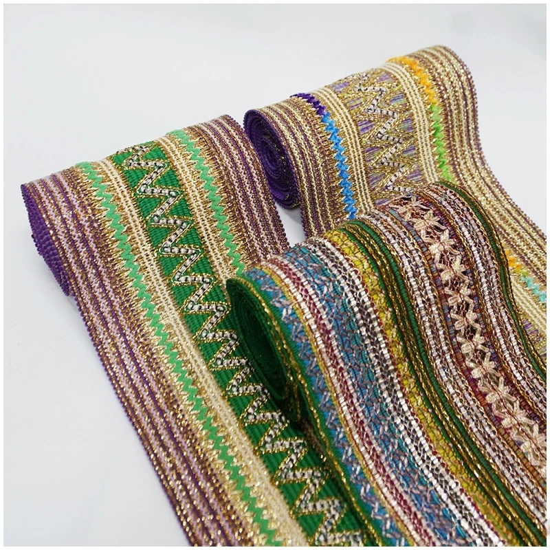 1yard Wide Lace Trim,Cross Pattern & Wavy Ribbon, Ethnic Style Fabric Border, Garment Accessories for Clothing DIY lace trimming