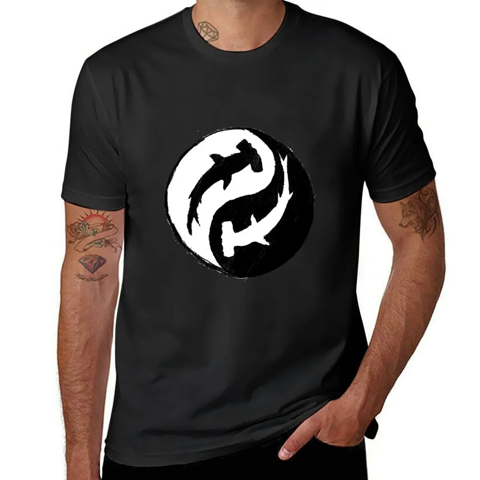 Hammer Head Shark Yin Yang Taichi Symbol T-Shirt blanks heavyweights customs design your own mens graphic t-shirts anime