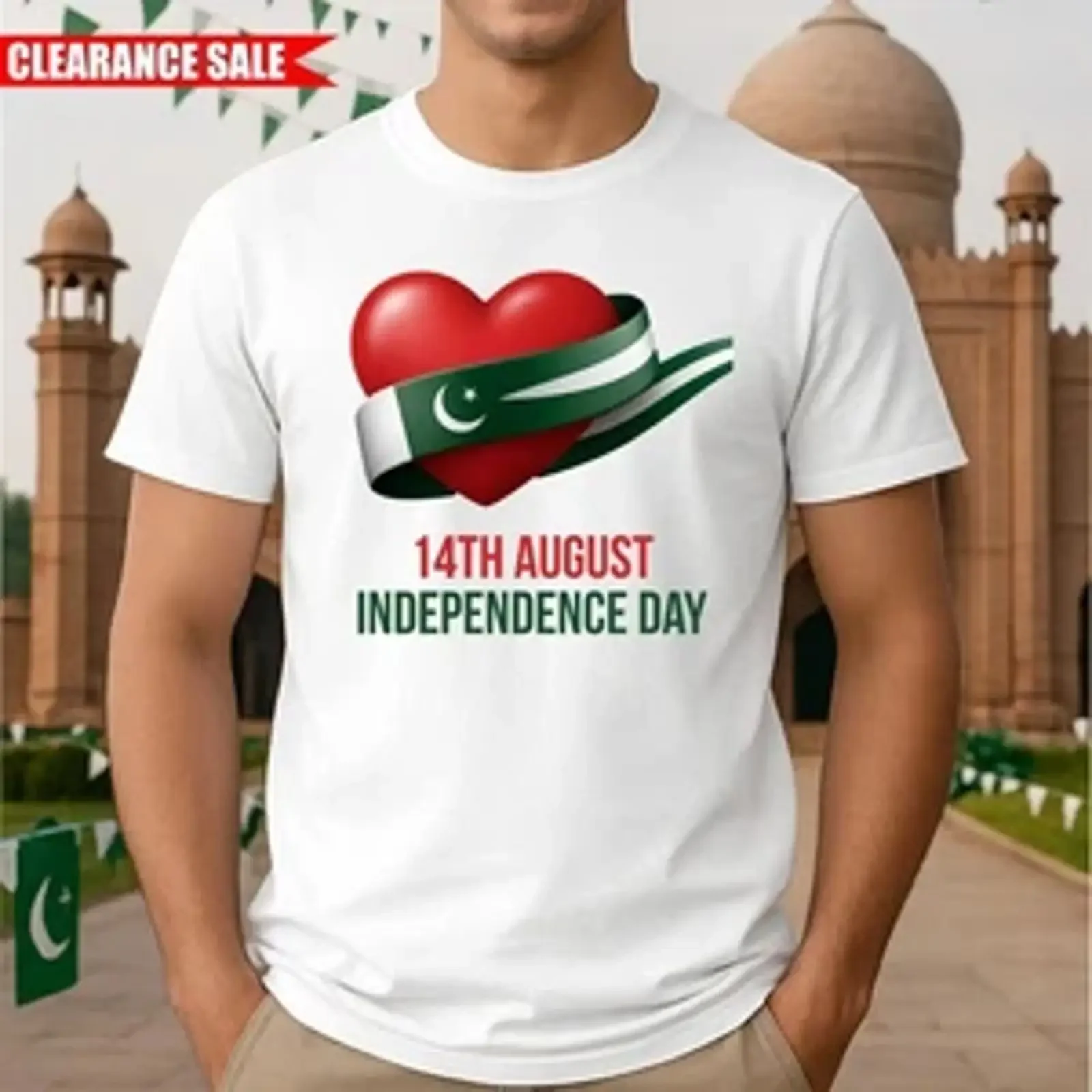 T Shirt 14 August Unabhängigkeitstag bedruckt Herz Flagge Pakistan 1947 Geschenk Top vintage Washed Stretched Slightly