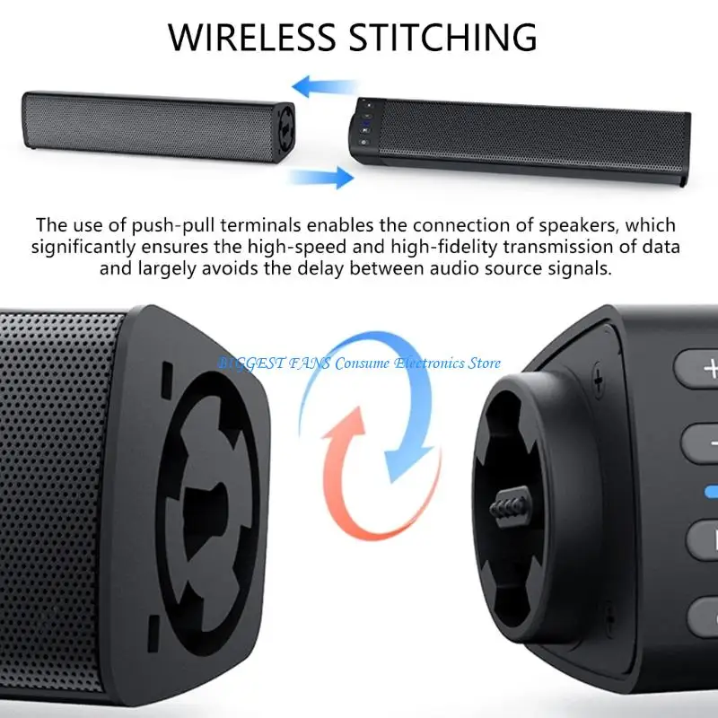 Split Design Bluetooth-compatible Soundbar Wireless Interconnectable Speaker 20W High Fidelities Sound for TV PC Mobile view 5