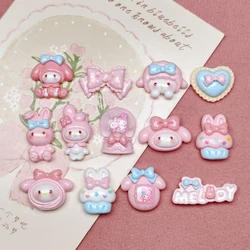 10Pcs Cartoon Resin Cute Cartoon Rabbit, Crystal Ball, Bow, Peach Heart, Cake Scrapbook Craft Diy Miniature Ornament Accessories