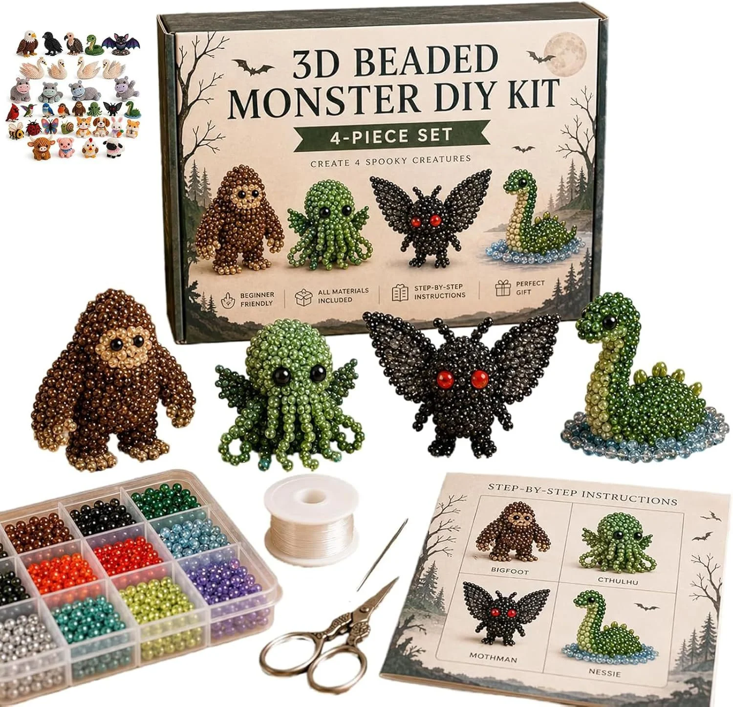 Cute 3D Animal DIY Beading Kit Handmade Craft Bead Making Set Jewelry Art Toy For Adults Hobby Gift