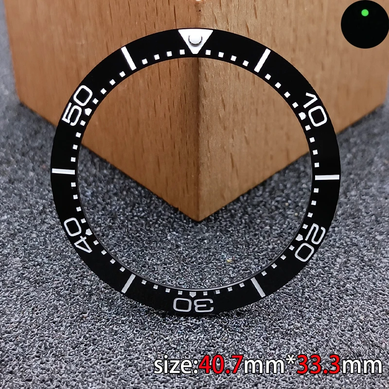 틸트 40.7mm * 33.3mm 세라믹발광 베젤다이빙 시계 인서트 적합한 남성용 시계 교체 시계