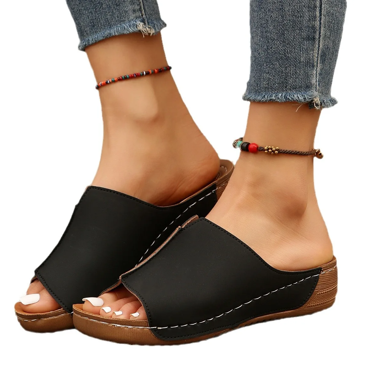 Summer Fashion Women Open Toe Wedge Sandals Breathable Comfortable Beach Sandals Footwear Plus Size 36-43 Shoes for Women