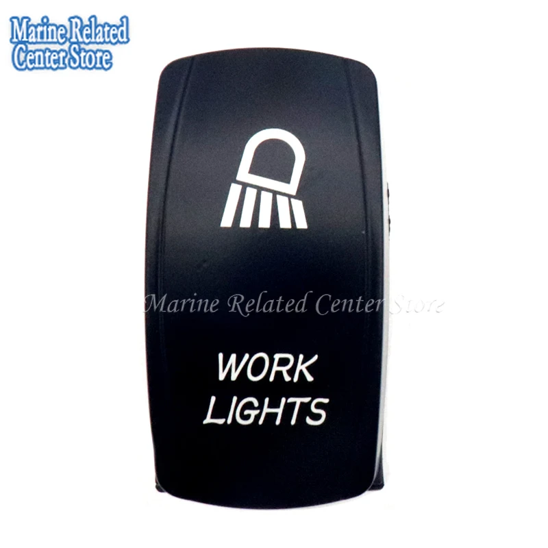 Rocker Switch Logo WORK LIGHT Blue light for Car Boat Marine Toggle Switch On Off 5Pin 20A 12V 10A 24V LED Switch Panel 2-6GANG