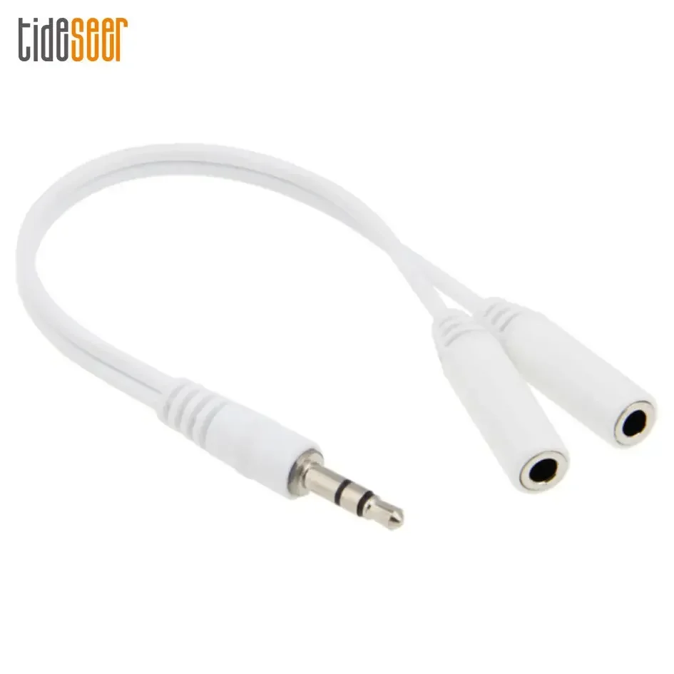 200pcs/lot 3.5mm Aux 1 Male to 2 Female Separate Audio Microphone Y Splitter Cable Headset Adapter For Phone Laptop Computer