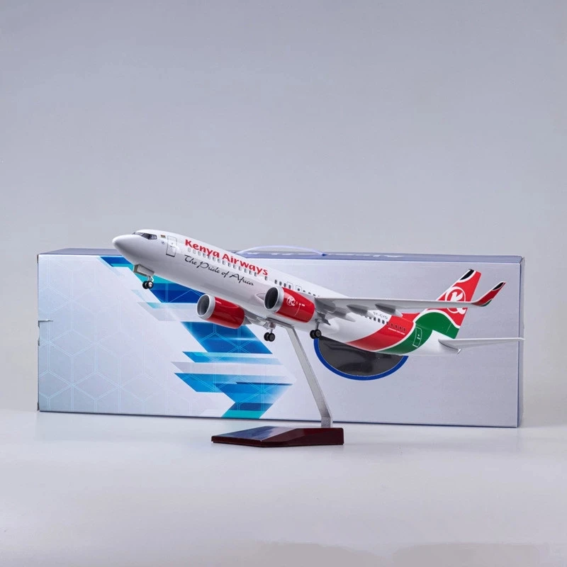 Imagem -03 - Modelo de Aeronave de Resina Plástica Fundido com Luzes e Ornamento de Pouso Kenya Airlines Max B737 Escala 1:85 47cm 737