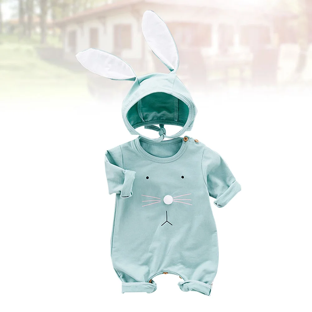 

Baby Jumpsuits Rabbit Ears Hat Style Long Sleeves Size 90 Autumn Infant Clothes Crawling Romper