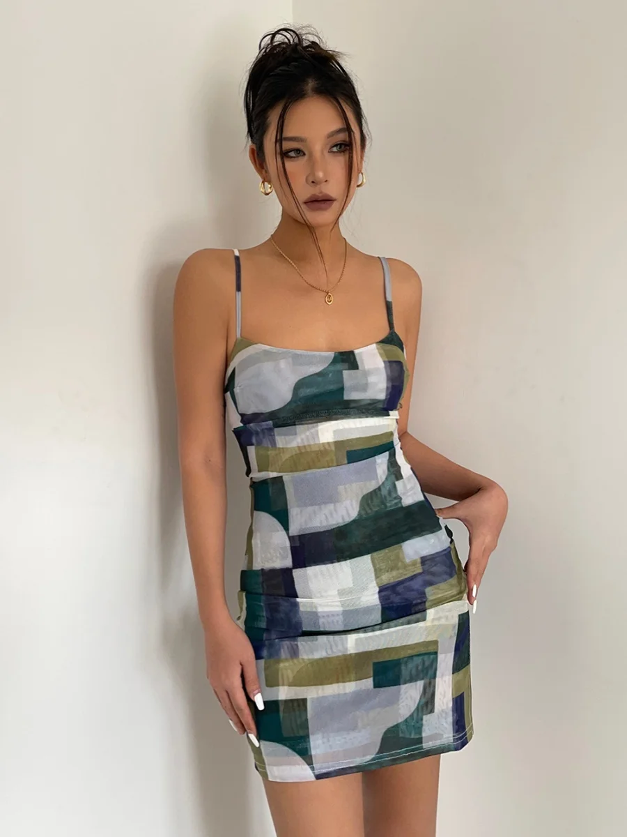 Vestido fino de malha de camada dupla feminino, xadrez, sexy, embrulhado, quadril, curto, menina picante, estilo americano, verão, F015