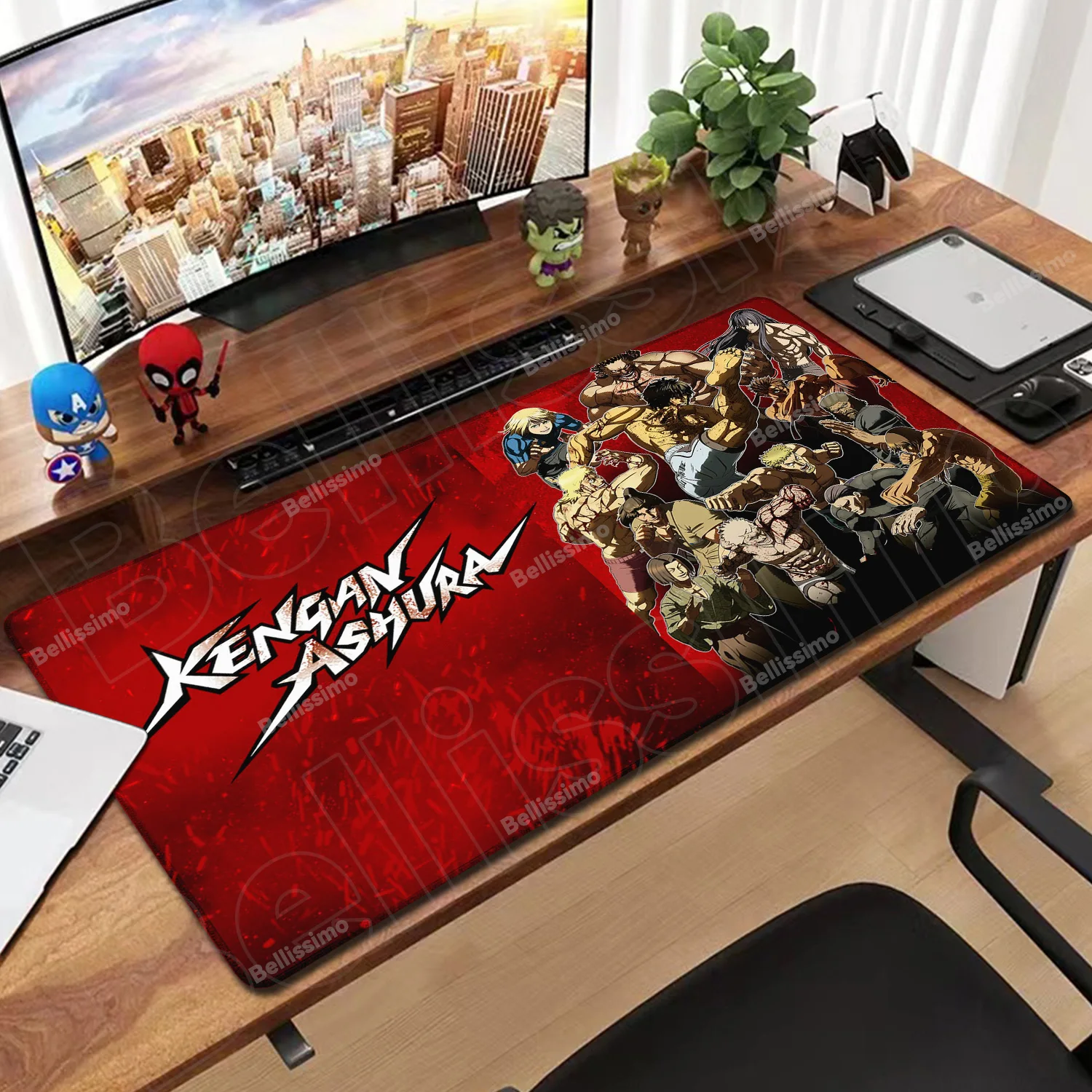 

Anime Large Kengan Ashura Home Office Компьютерная клавиатура Настольный коврик Cool Locking Edge Black and White Comics Коврики для мышей для игровых ПК