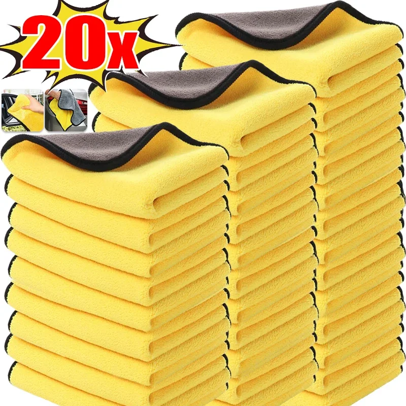 20/1 pz Addensare Panni In Microfibra Doppi Lati Asciugamani Per La Pulizia Auto Lavaggio Asciugatura Panno Super Assorbente Auto Dettagli Asciugamano straccio