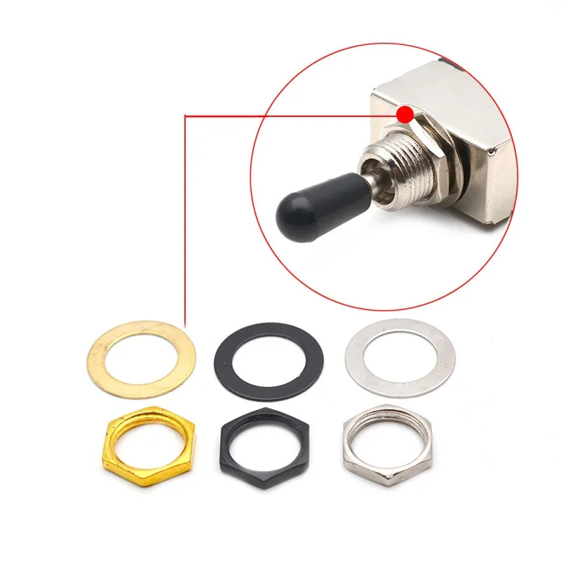 M12 Guitar, Bass Shake Switch Nut Gasket 12MM Switch Nut Gasket, Musical Instrument Accessories, Black Gold Silver