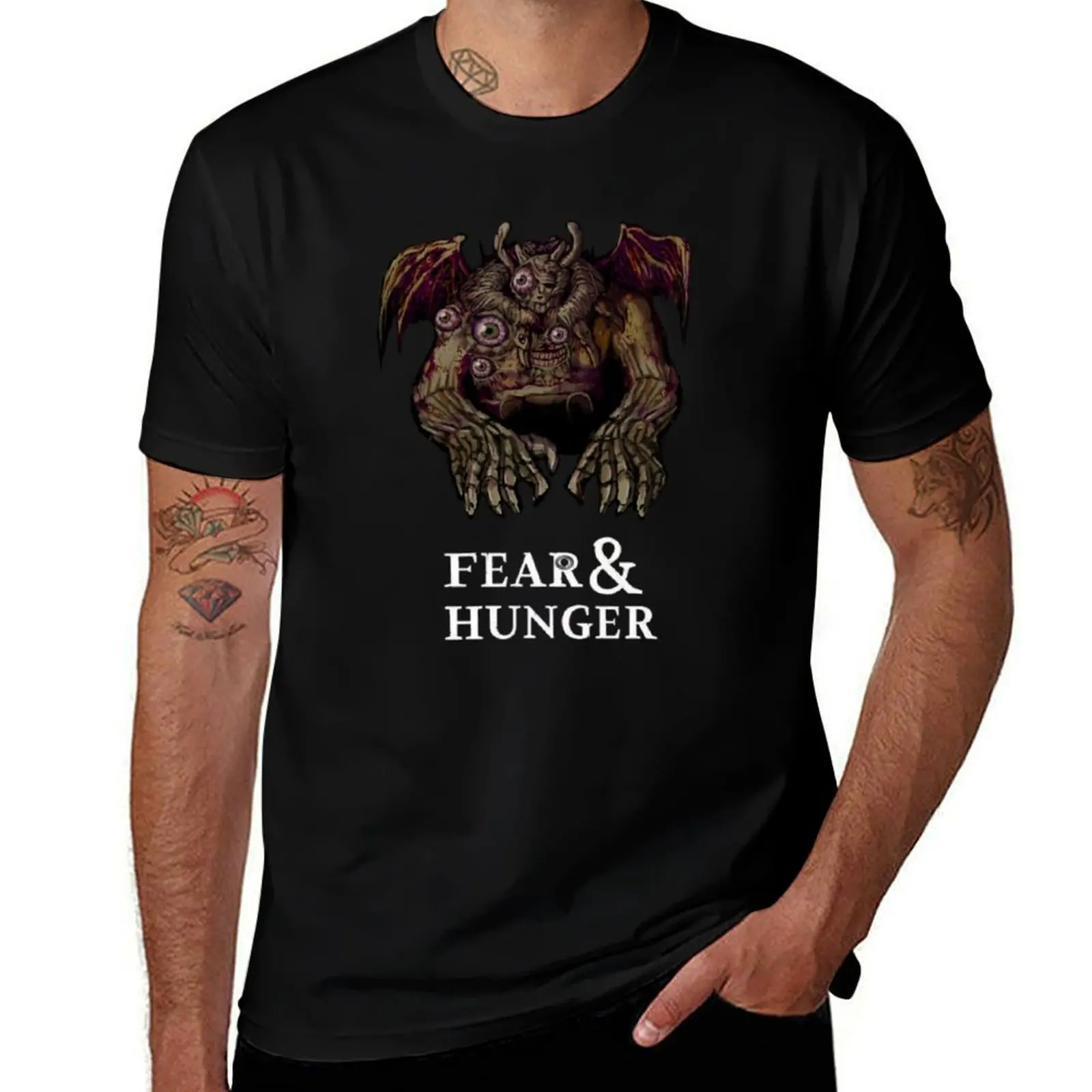 

fear and hunger T-Shirt man t shirt graphic black cotton t-shirt plain for man package T-Shirt