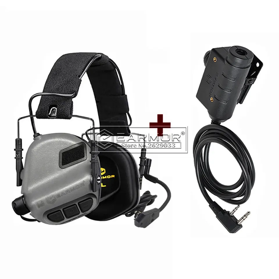 

EARMOR M32 MOD3 Tactical Headset & M51 PTT Adapter Set for Electronic Communication Hearing Protector