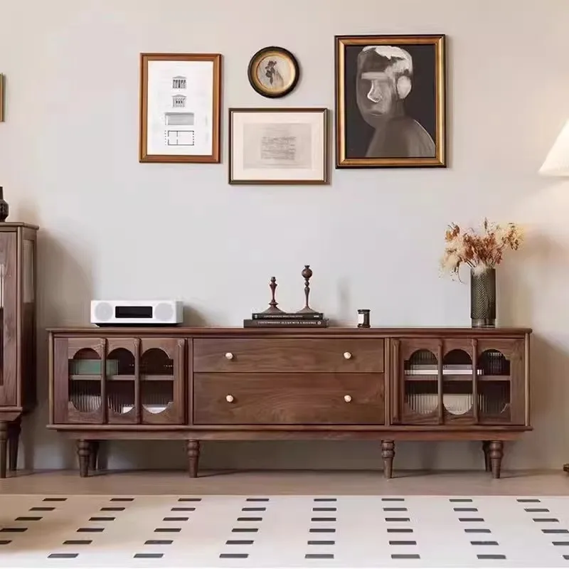 

Customizable Nordic Japanese Black Walnut TV Solid Wood Floor Cabinet Living Room Home Modern