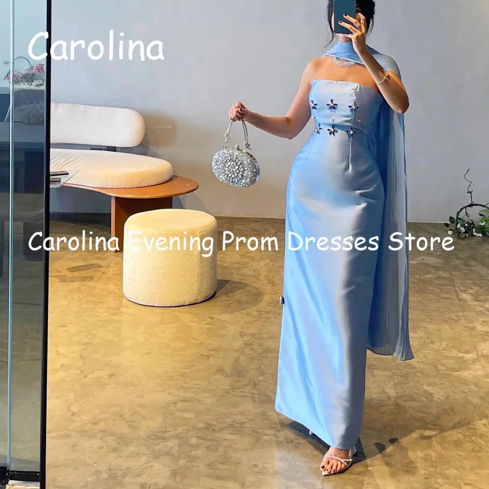 

Carolina Satin Straight Strapless Ankle-length Luxury Prom Gown Evening Formal Elegant Pretty Party Dress for Women 2023