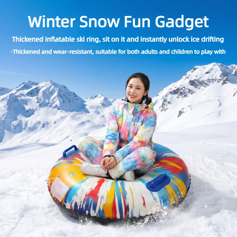 PVC Inflatable Snow Tube Thick Wear‑Resistant Cold‑Resistant Anti‑Rollover Sledding Ring Outdoor Winter Snow Sport Equipment