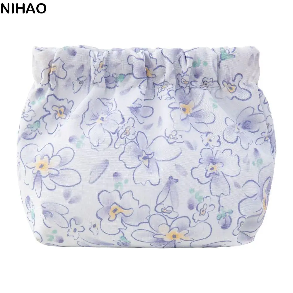

Creative Flower Cosmetic Bag Peach Cherry Printing Coin Purse Self-closing Cute Pattern Storage Bag Outdoor